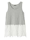 Angeliebe エンジェリーベ 授乳 口 付 裾 レース タンク トップ フリー グレー × オフ