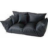 レザー調カウチソファ（クッション付）　ブラック　ＳＤ－００８２ＢＫ