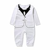 ベビー男の子紳士ロンパースボディスーツボウタイAll - in - One Suitホワイト カラー: ホワイト