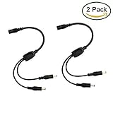 2 Pack 1 Female to 2 male 5.5mm X 2.1mm CCTV DC Power Supply Splitter Cable [並行輸入品]