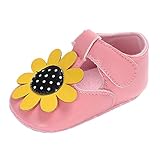 かわいい幼児の女の子ひまわりの花のヒョウ幸運な太陽新生児の柔らかい底滑り止めの赤ん坊の幼児の靴 男の子女の子兼用　歩く練習 散歩　日常履き　 (12, ピンク)