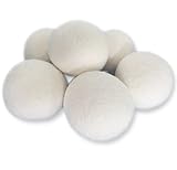 Wool Dryer Balls by Eurybia 6 - Pack XL Premium Non-Toxic Reduce Drying Time Anti-Static Reusable Na