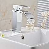 Aquafaucet Square Waterfall Bathroom Sink Basin Mixer Tap Faucet ,Chrome Plated [並行輸入品]