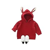 Pojour ベビー服 子供服 女の子 冬 防寒 おしゃれフード付きセーター かわいいブラウス 厚手 長袖 暖かい ベビールームウェア 普段着 カジュアル 旅行 記念日 プレゼント 赤