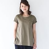 Pearls　マタニティママから授乳ママまで！ Aラインのフレアなシルエットが可愛い♪ 授乳ケープ一体型クルーネックTシャツ (khaki)