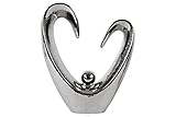 Urban Trends Collection 21251 4 Piece Ceramic Large Polished Chrome Silver Open Heart Figurine on Ba