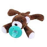 Evedy Infant Plush Pacifier Soft Stuffed Baby Pacifiers Holder Bear Toy With Detachable Silicone Bin