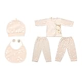 Decdeal 6点/セット ベビー服 ユニセックス 100％コットン ベビースーツ ロングスリーブトップ＆ロングパンツ＆ハット＆ビンギフトセット