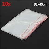 10個入りの再シール可能な透明クリアプラスチックジップロックバッグ35x45cm