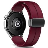 [RoSoki] 22mm バンド Huawei Watch GT 6 Pro/GT 6/ GT5 Pro/ GT5/4/3 46mm / Huawei Watch 5/4 46mm/ Ultimate 2/ Ultimate/ 4 Pro 48mm 対応 バンド シリコン製 スポーツ 替えストラップ 交換ベルト 柔らかい 磁気付き 装着簡単 男女兼用 - ワインレッド