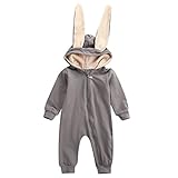サクララ(Sakulala) かわいい ウサギ ベビー服 ロンパース 長袖 赤ちゃん 着ぐるみ カバーオール 女の子 男の子 お着替え簡単 新生児 出産祝い 満月 プレゼント プレゼント