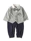 AvaCostume男の赤ちゃんのロンパース幼児の衣装タキシードスーツセット、グレー 6M