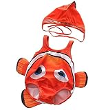 Smiling Angel 水着 キッズ ベビー水着 2点セット 赤ちゃん 道化師魚 可愛い キャップ 3D 男の子 女の子 海 温泉 記念写真 (85-115)