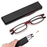 [REAVEE] 老眼鏡 コンパクト デザインケース付き 軽量TR90 ポケットに収納 男女兼用 おしゃれ レッド +3.50