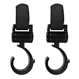 NoYuo ベビーカー用 フック 2本セット マジックテープ 耐荷重3kg 2PCS ブラック