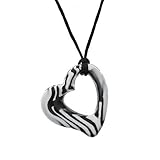 Miller Heart Chew Teething Pendant Zebula by Gumigem- Silicone Teething Jewellery (Black/ White) by 
