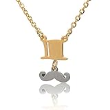 Huan XUN British Mustache and Top Hat Necklace Link Charm Pendant Charm Jewelry 16 [並行輸入品]