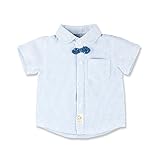 夏 ベビー服 半袖シャツ 男の子 縞模様 ストライプ 蝶結び コツトン ブルー 9M