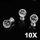 Demiawaking 取っ手 ダイヤモンド形 つまみ 引き手 ドア/引き出し インテリア 水晶の取手 高級感 アンティーク 20mm ネジ付き クリア 10個セット