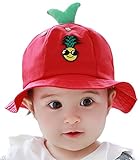 GEMVIE ベビー用ハット つば広 赤ちゃんキャップ キッズ 帽子 子供 パイナップル図案 刺繍 綿 アウトドア 男の子 女の子 紫外線 UVカット レッド
