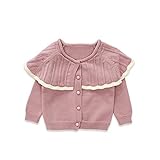 Pojour ベビー服 子供服 女の子ニットカーディガンセーター 冬 防寒 かわいいトップス おしゃれ 暖かい 厚手 綿 ベビールームウェア 普段着 カジュアル 旅行 記念日 プレゼント 丸首 パープ