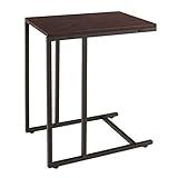 サイドテーブル(ミニテーブル/補助机) Lily 幅cm スチール脚 木目調 BR/BK ブラウン×ブラック