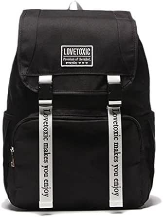 Amazon ラブトキシック Lovetoxic ロゴ入りテープつきフラップリュック クロ Free ガールズ 通販