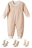 Poliking新生児の男性と女性の赤ちゃんナチュラルカラーコットン長袖の波のポイントクロールの服 (73cm（6-12ヶ月）)