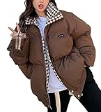 [1/2plus] [ニブンノイチプラス] ブルゾン ジャケット コート 綿 入り 中綿 キルティング チェック レディース (XL, 茶)