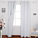 m-deconovo玉糸Faux Silk Thermal InsulatedブラックアウトトップGrommetカーテン 38x84 ホワイト CT1410D-2