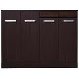 大川家具(日本製) 天然木幅120ロータイプシューズボックス ダークブラウン ic0059 代引不可