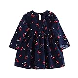 Mayababy ベビー服 ガールズ ワンピース プリンセスドレス 幼児 子供ワンピース チェリープリント 長袖 かわいいお洋服 フォーマル ワンピース ピアノ 演奏会 文化祭 卒園式 パーティー 用