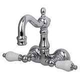 Kingston Brass CC1076T1 Heritage 3-3/8-Inch Center Vintage Leg Tub Filler, H&C Porcelain lever, Poli