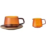 KINTO (キントー) コーヒー・ SEPIA カップ&ソーサー 270ml アンバー 21742 & コーヒーサーバー SEPIA ジャグ 600ml アンバー 21749【セット買い】