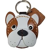 [deaizaka.biz] フレンチブルドッグ 犬 本革 3D キーホルダー ぷっくり かわいい 手作り バッグチャーム 牛皮 レザー (ブラック)