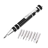 Baoblaze 8 in 1ペン　工具ペン　精密　ねじ回し　スクリュードライバー　8インチ　全４色 - 黒
