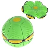 NdjK Flying UFOフラットThrow DiscボールソフトキッズアウトドアゲームLEDライト付き(グリーン)