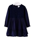 WIN キッズワンピース フォーマル女児 キッズ 服 子供 長袖 女の子 ガールズ ワンピース 韓国スタイル 結婚式 発表会 入園式 入学式 卒園式 卒業式 七五三 パーティー (110cm, ネイビ