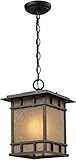 Elk 45013/1 Newlton 1-Light Outdoor Pendant with Linen Glass Shade, 9 by 13-Inch, Weathered Charcoal