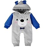 YY-Shop ベビー服 ロンパース ベビー帽子 女の子 新生児 ボディースーツ 男の子 赤ちゃん 出産祝い カバーオール かわいい ベビースーツ 長袖 秋冬 動物柄 耳付き (80cm, 1ブルー*