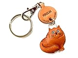 本革製 猫キーホルダー ねこ ペルシャ VANCA CRAFT (日本製 職人の手作り)