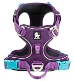 cocomall 2023最新 犬用ハーネス 犬用胴輪 ドッグ ペット用品 3M反射材料 訓練 ナイロン製 小型犬、中型犬、大型犬に向け 通気性 調節可能 (XS, パープル)