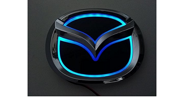 Amazon マツダ Mazda 5d Ledエンブレム 交換式 12 5cm 9 8cm ブルー エンブレム 車 バイク