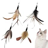 SONGWAY 猫おもちゃ ねこじゃらし 羽 ４個交換用 天然羽 原色