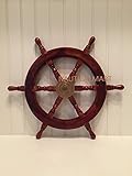 NAUTICALMART 15" WOODEN SHIP WHEEL WITH BRASS HUB [並行輸入品]