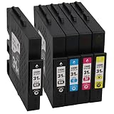 リコー用 GC31H 4色 +ブラック1本 Lサイズ 互換インク【全色顔料】 GC31H-4PK (GC31KH 2本 / GC31CH GC31MH GC31YH 各1本)
