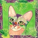 Kauhi Catグレープの葉装飾セラミック壁アートタイル8 x 8