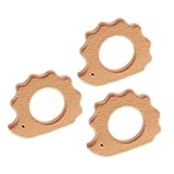 Fenteer 3個入り　ティースリング　木製　ハリネズミ形状　可愛い　力助け　乳児おもちゃ