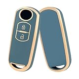 マツダ / Mazda 専用 スマート キーケースデミオ ビアンテ アテンザ アクセラ MPV CX3 CX4 CX-5 CX8 プレマシー ベリーサ など 対応 mazda キーケース 2ボタン TPU製 マツダキーカバー 傷防止 防塵、耐衝撃 - ブルーゴールド