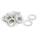 uxcell ロックワッシャー 16mm内径 炭素鋼 亜鉛メッキ 外部鋸歯状 20個入り